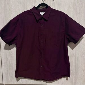 Haggar Mens burgundy short-sleeve button-down shirt - XL